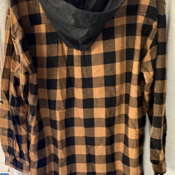 RISEN PLAID LONG HOODED SHACKET - Picture 5 of 11